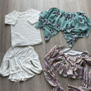 Floral and Textured Kids Tops Set